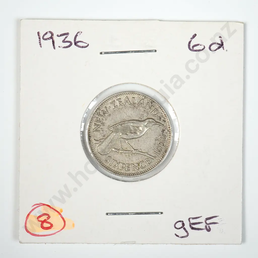 1936 New Zealand Sixpence - Better Grade Image 1++
