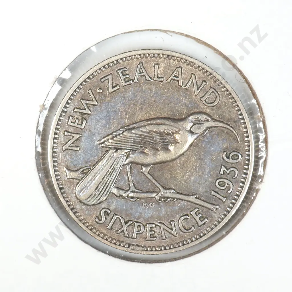 1936 New Zealand Sixpence - Better Grade Image 1++