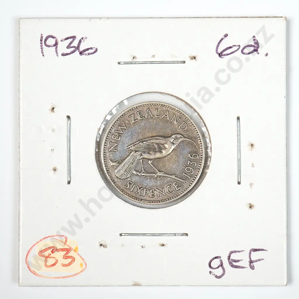 1936 New Zealand Sixpence - Better Grade Image 1++