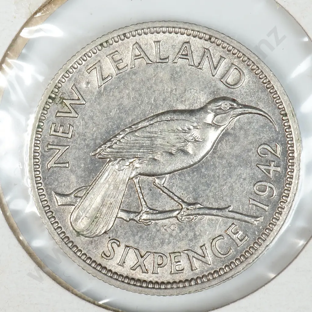 1942 New Zealand Sixpence - Better Grade Image 1++
