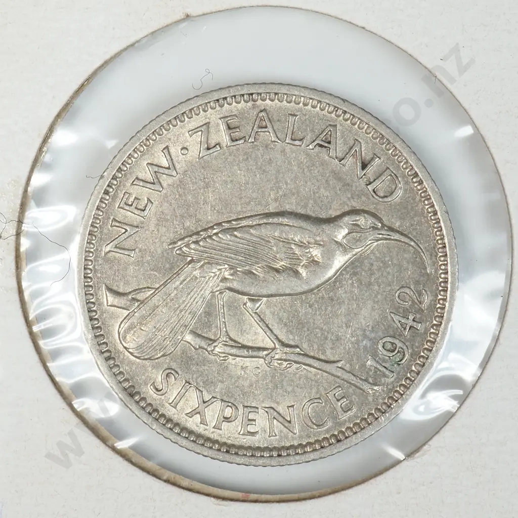 1942 New Zealand Sixpence - Better Grade Image 1++
