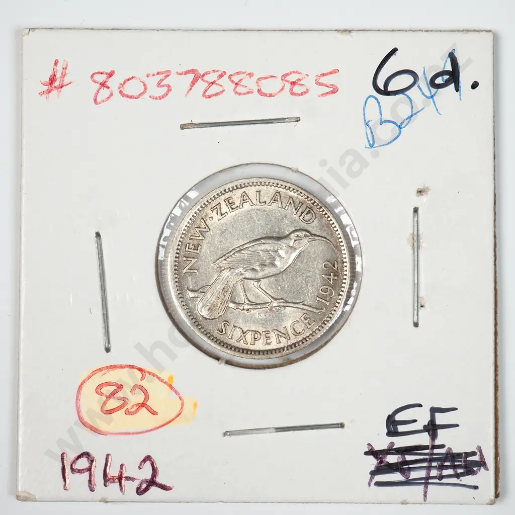 1942 New Zealand Sixpence - Better Grade Image 1++