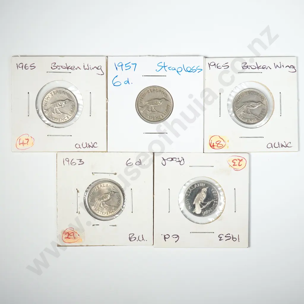 Assorted Lot of New Zealand better Grade Sixpence Coins - Variety's Image 1++