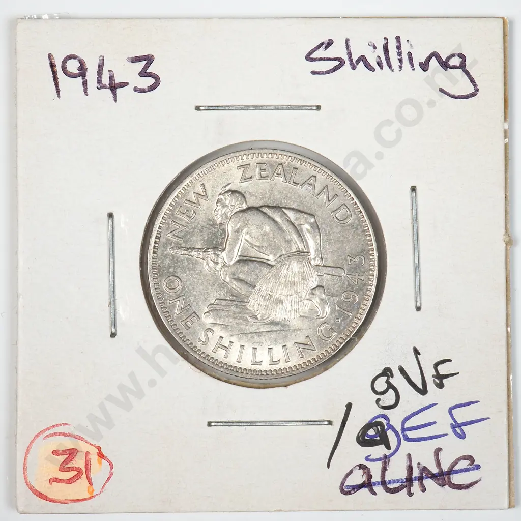 1943 New Zealand Shilling - Better Grade Image 1++