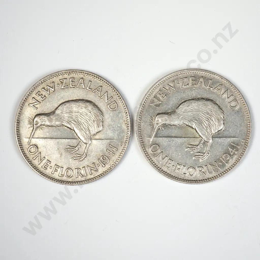 Two 1941 New Zealand Florins Image 1++