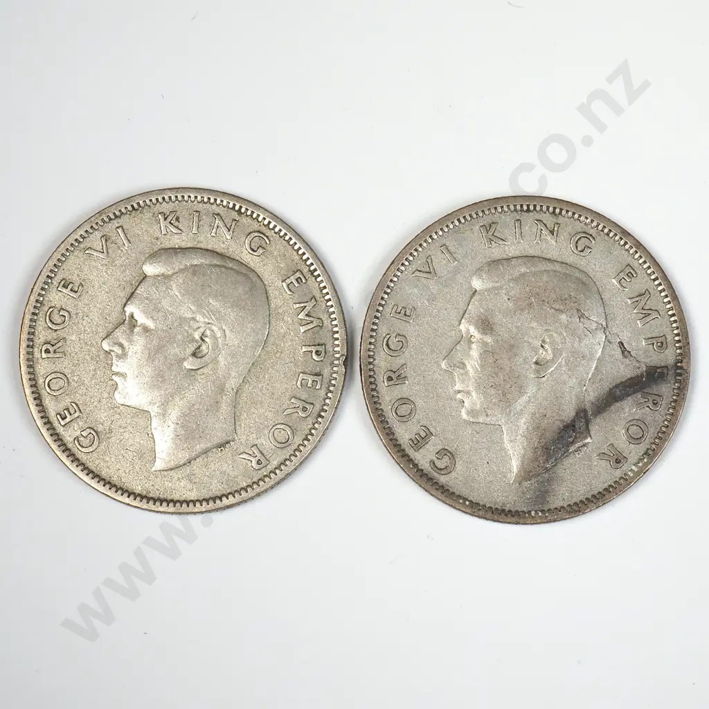 Two 1942 New Zealand Florins Image 1++