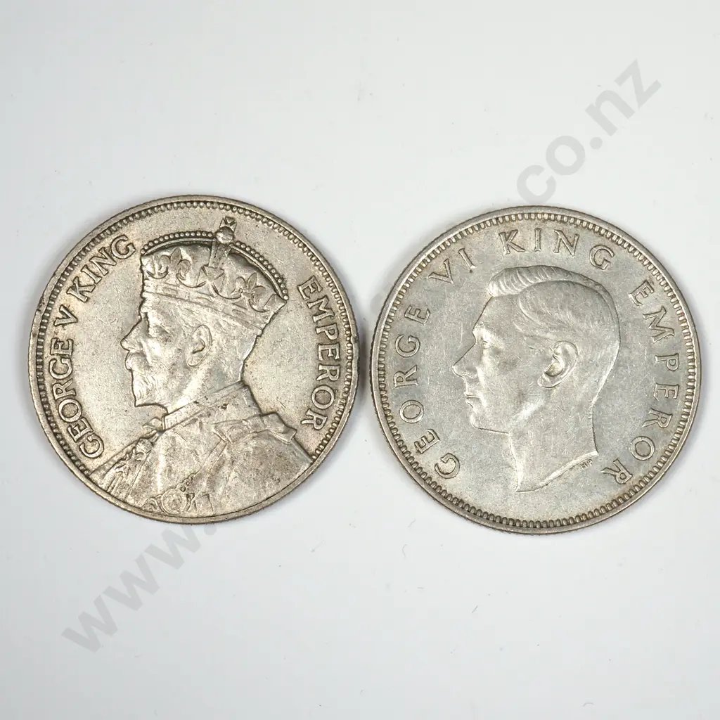 1934 & 1945 New Zealand Florins Image 1++