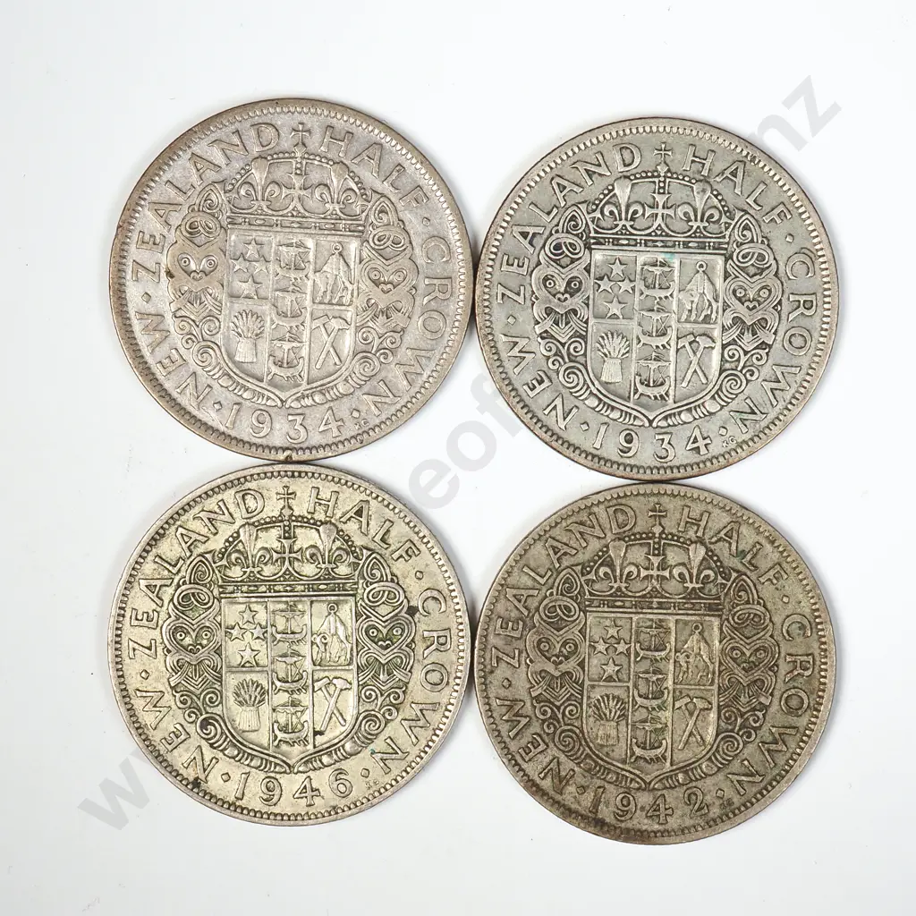 Four New Zealand Pre 1947 Half Crowns Image 1++