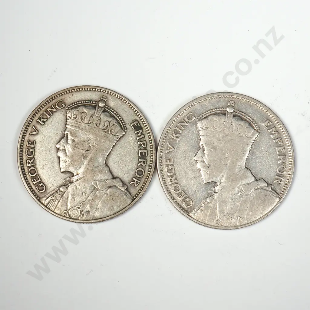 Two 1933 New Zealand Half Crowns  Image 1++