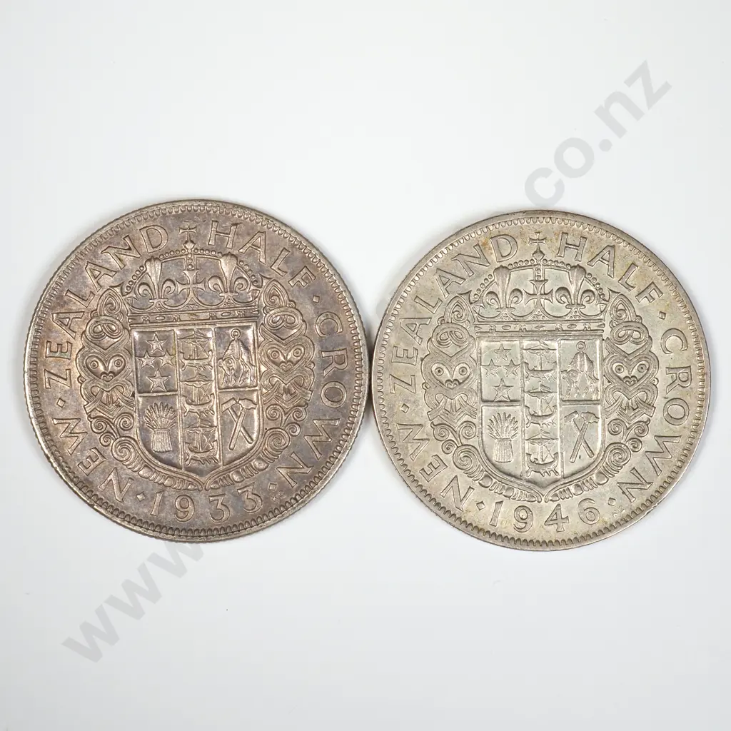 1933 & 1946 New Zealand Half Crowns  Image 1++