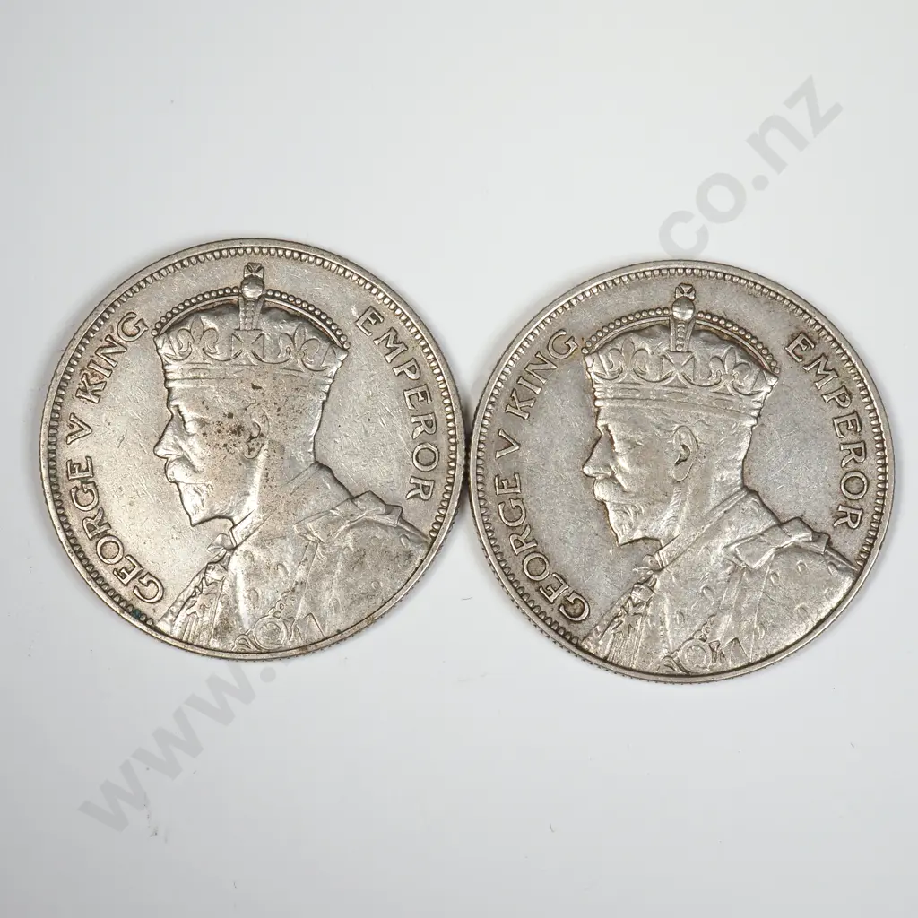 Two 1934 New Zealand Half Crowns  Image 1++