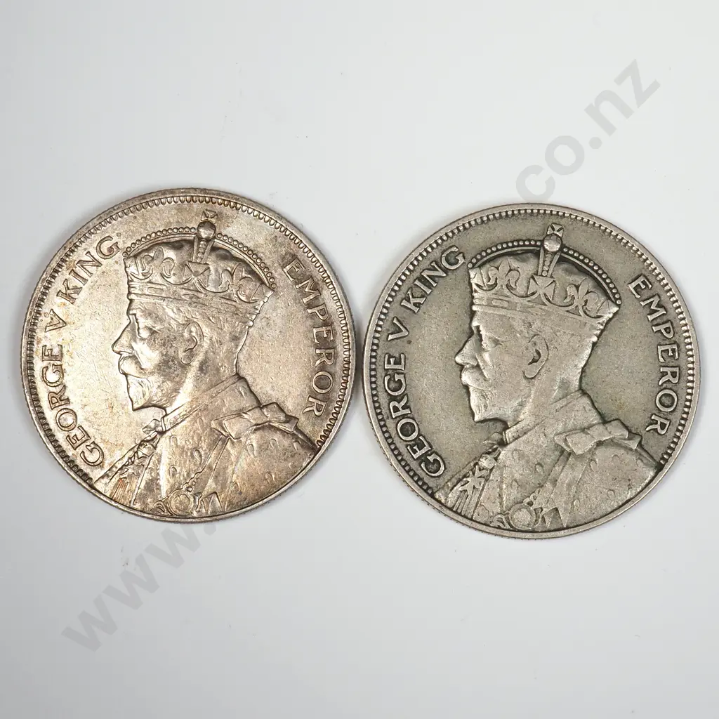 Two 1934 New Zealand Half Crowns  Image 1++