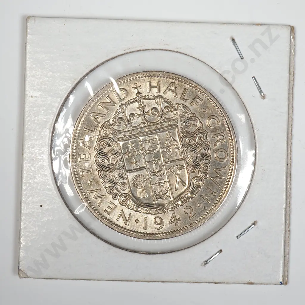 1942 New Zealand Half Crown - AUNC Image 1++