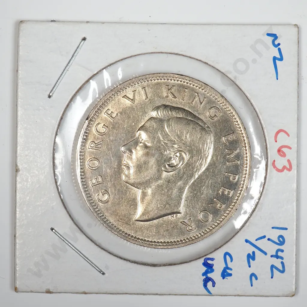 1942 New Zealand Half Crown - AUNC Image 1++