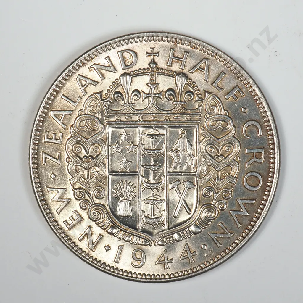 1944 New Zealand Half Crown - AUNC Image 1++