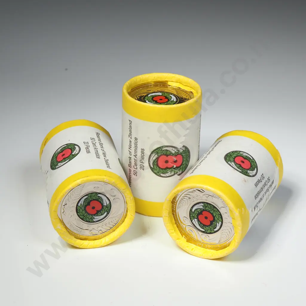 Three Rolls of 2018 New Zealand Fifty Cent Coins Image 1++