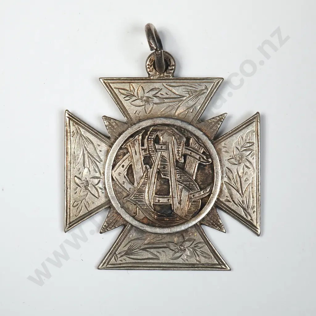 1890 New Zealand Sterling Silver Prize Fob by Hislop to W Oldham for 120 Hurdles Image 1++