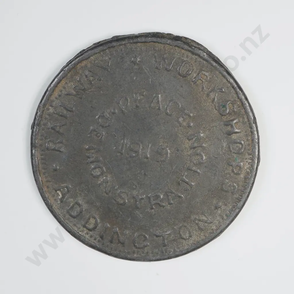 1919 Addington Railway Workshops Peace Token  Image 1++