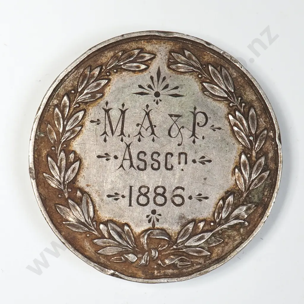 1886 Masterton A&P Show Prize Medal in Sterling Silver for Romney Marsh Ram Image 1++