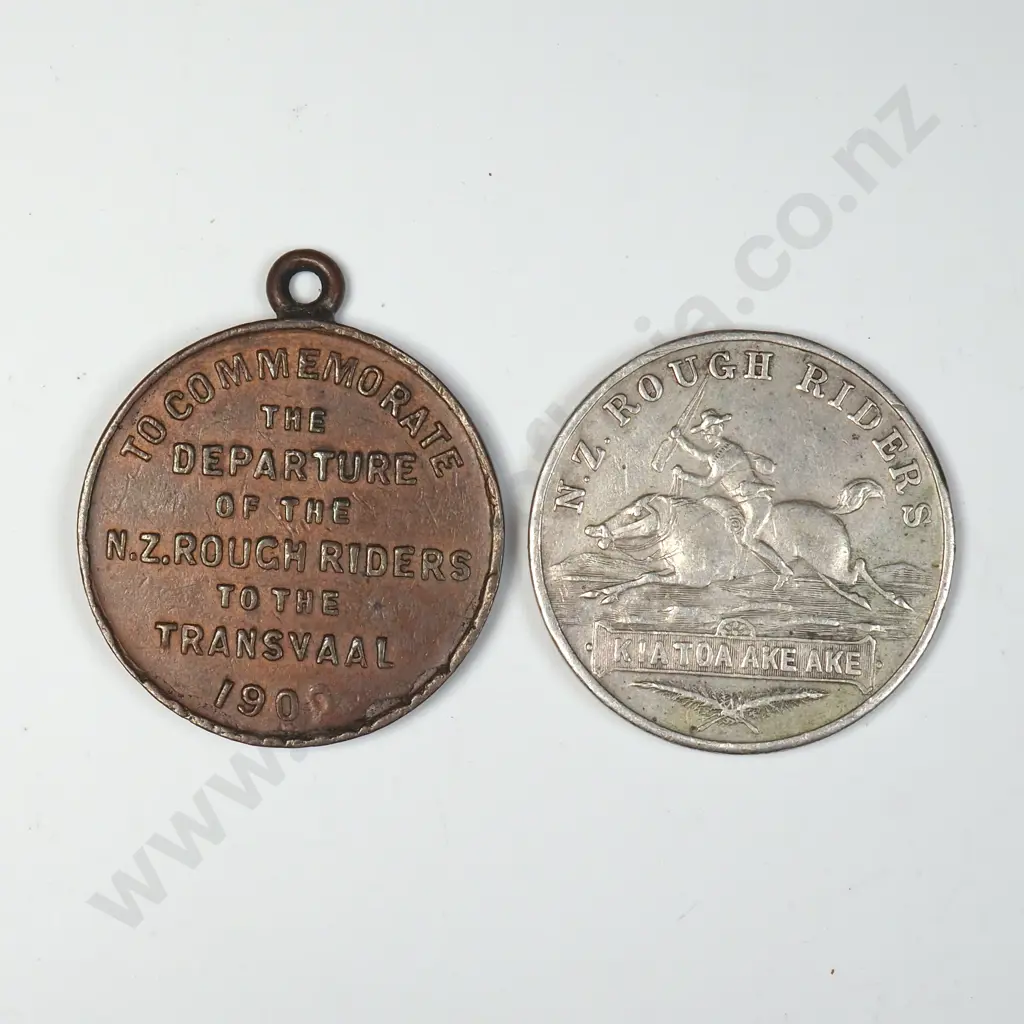 Two Boer War 1900 Departure of the Rough Riders Medalettes Image 1++