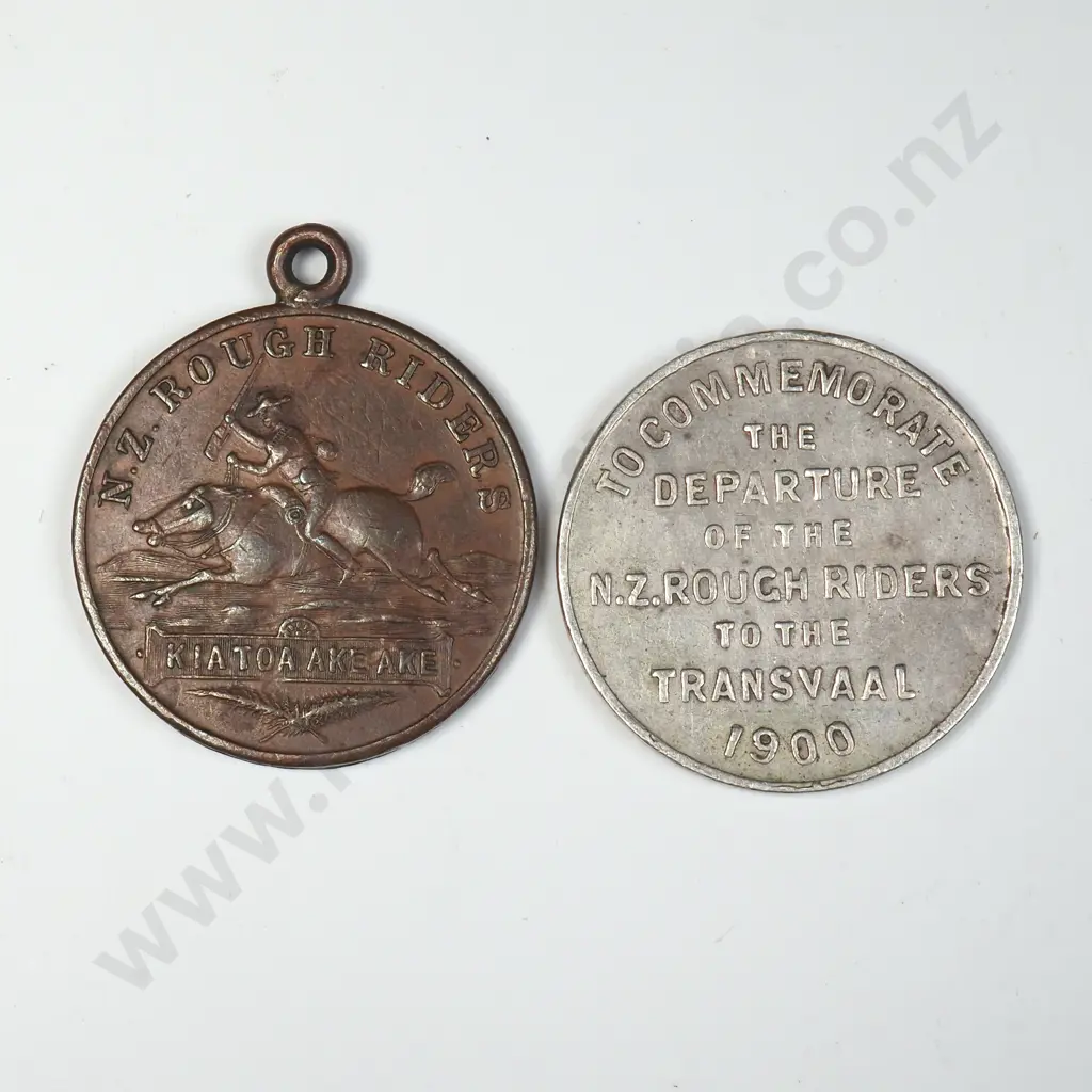 Two Boer War 1900 Departure of the Rough Riders Medalettes Image 1++