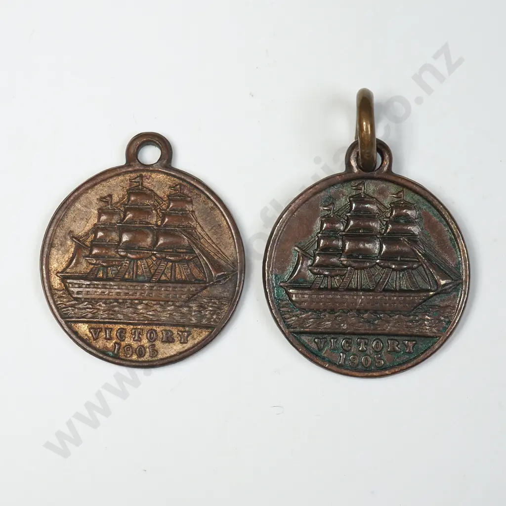 Two Medalettes w Bronze from the HMS Victory Image 1++