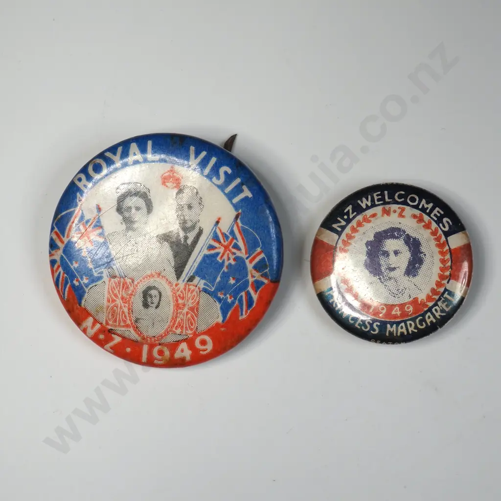 Scarce Two Royal Visit Pins 1949 - Cancelled Image 1++