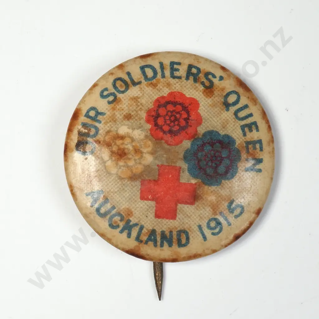 1915 Our Soldiers Queen Auckland - Patriotic Pin Image 1++
