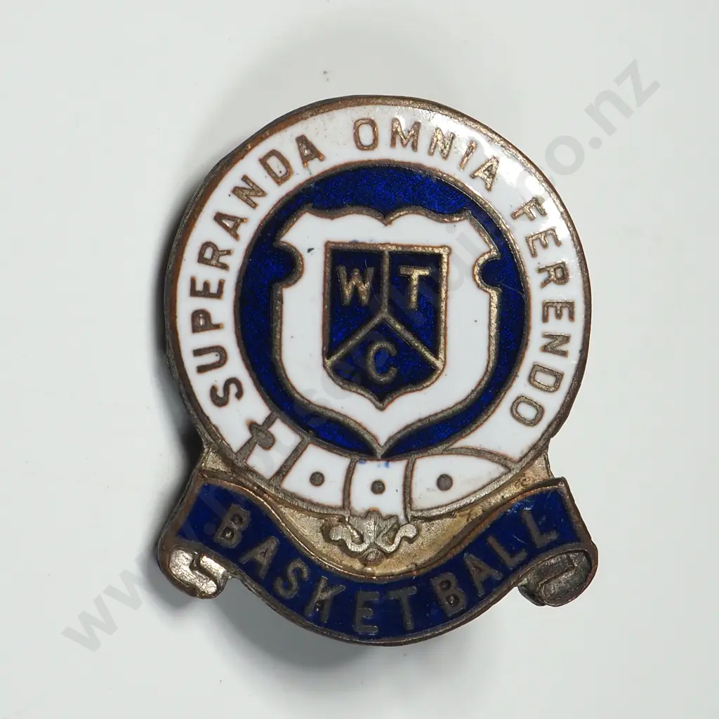 Wellington Technical College Basketball Pin in Enamel & Brass Image 1++
