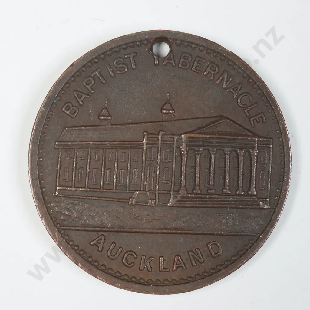 Auckland Baptist Tabernacle 1908 Sunday School Jubilee Medalette Image 1++