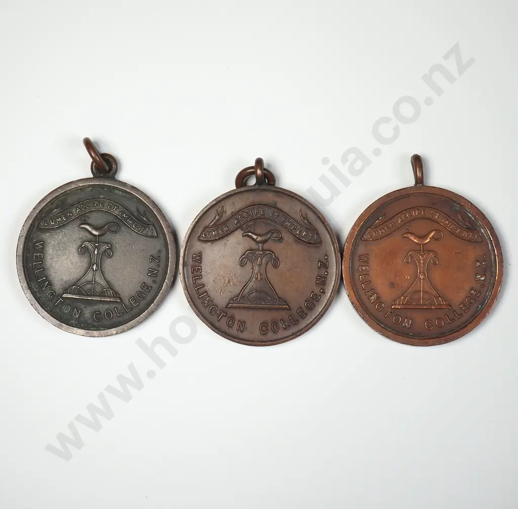 Three Wellington College bronze Prize Medals Image 1++