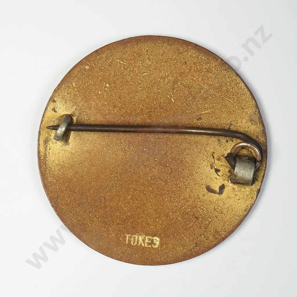 Vintage ANZ Bank Enamel & Brass Badge Image 1++