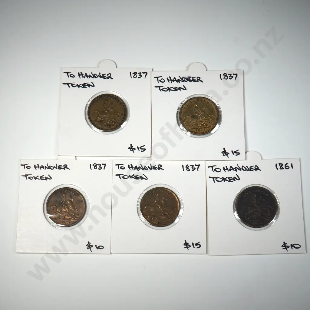 Four 19th Century To Hanover Tokens Image 1++