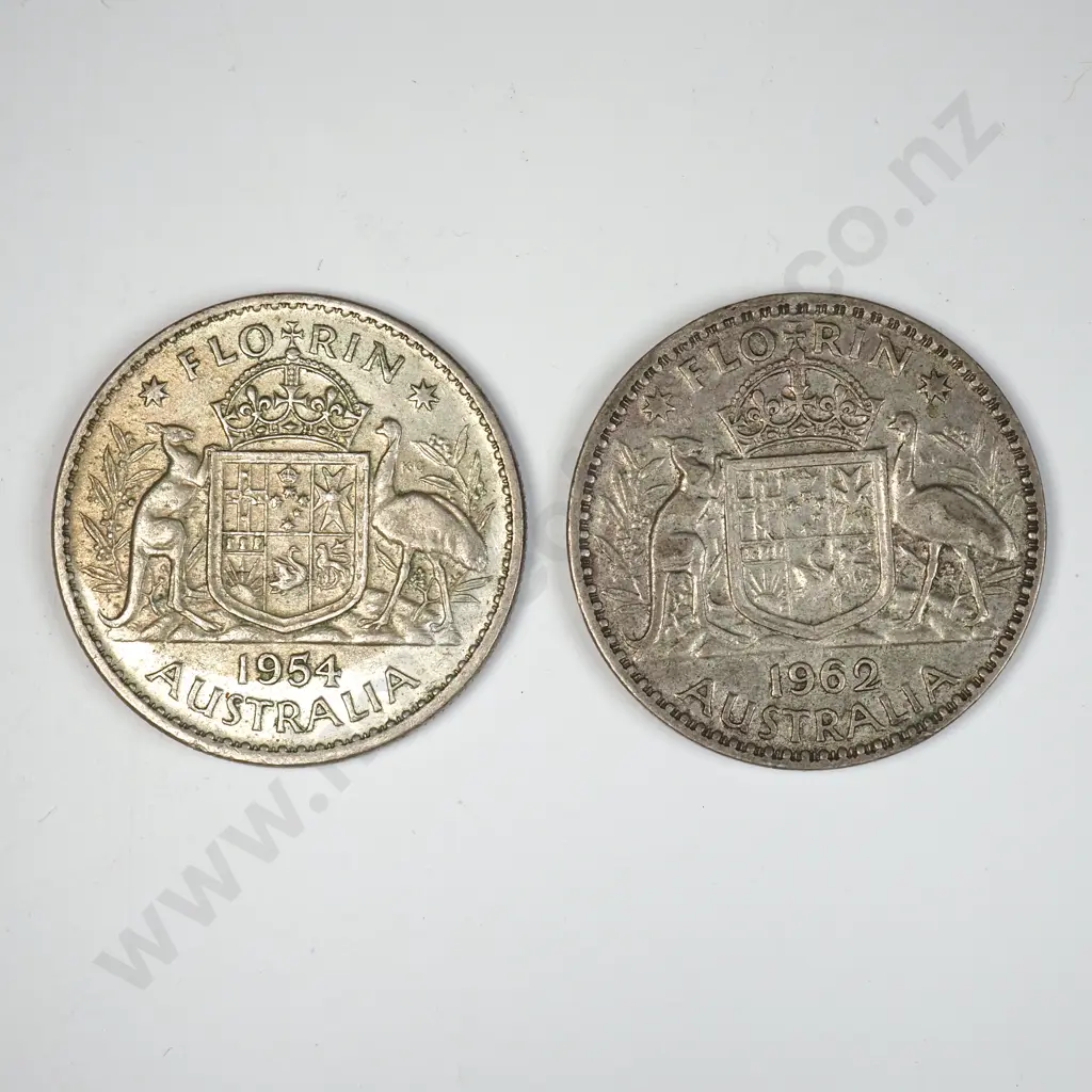 1954 & 1962 Australian Florins  Image 1++