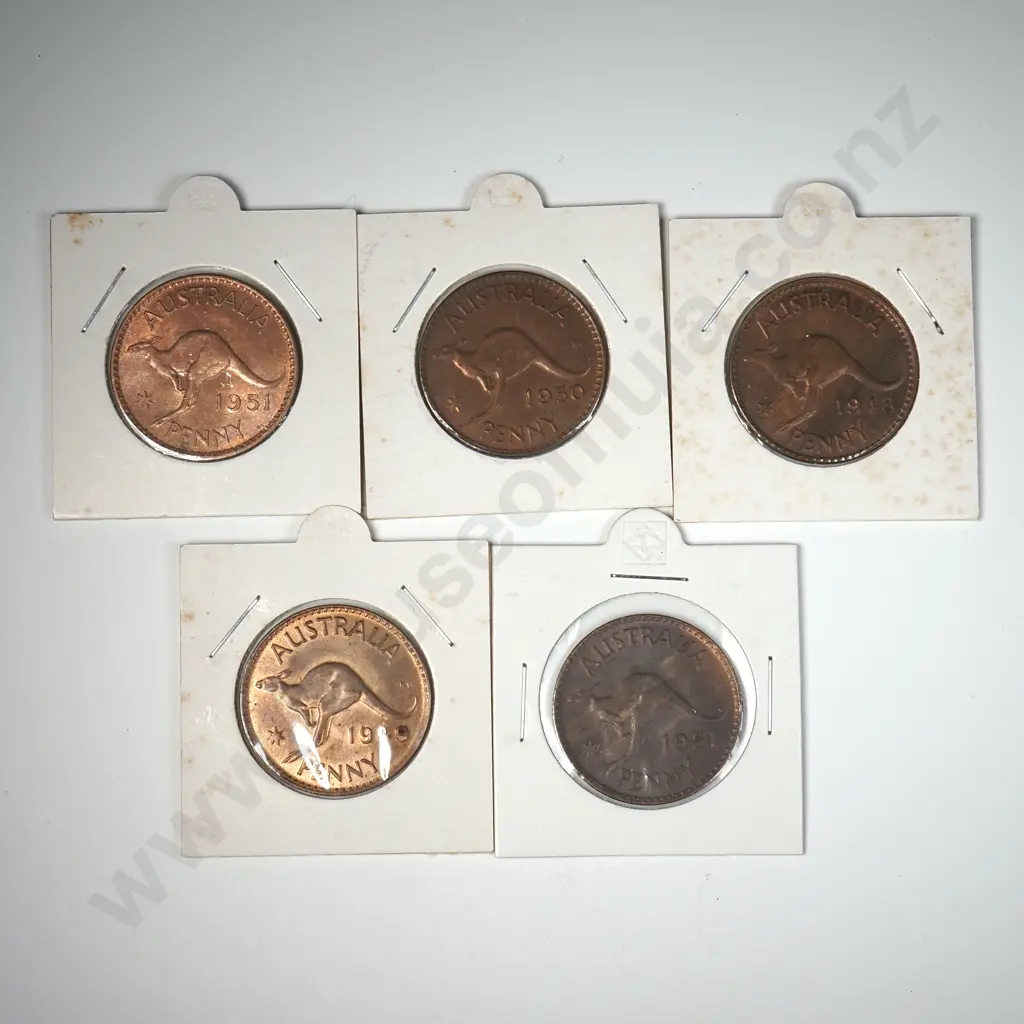 Five Australian Pennies in Better Grades Image 1++