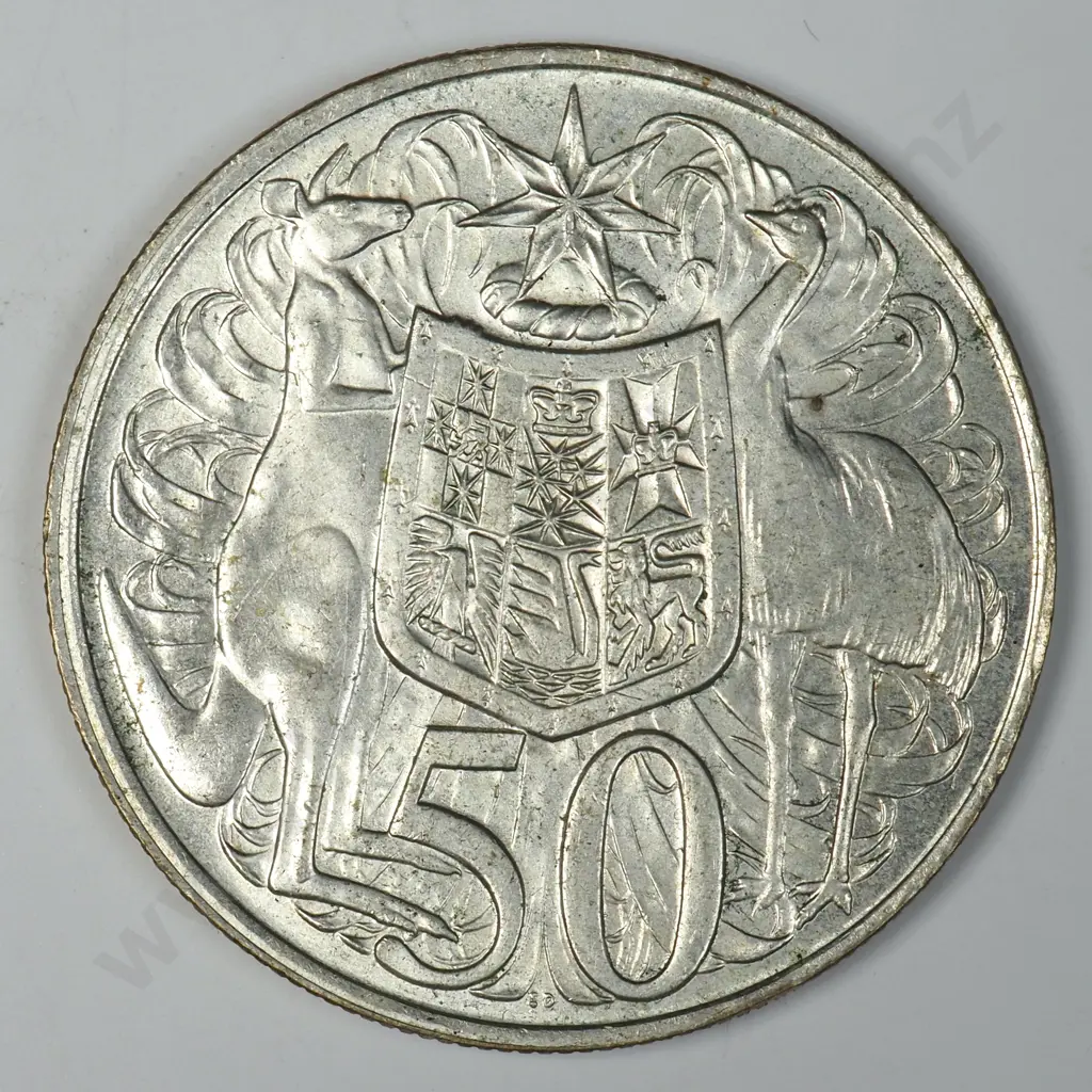 1966 Australian 80% Silver Fifty Cent Coin Image 1++