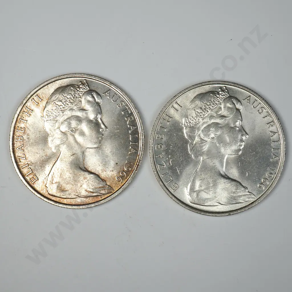 Two 1966 Australian 80% Silver Fifty Cent Coins Image 1++