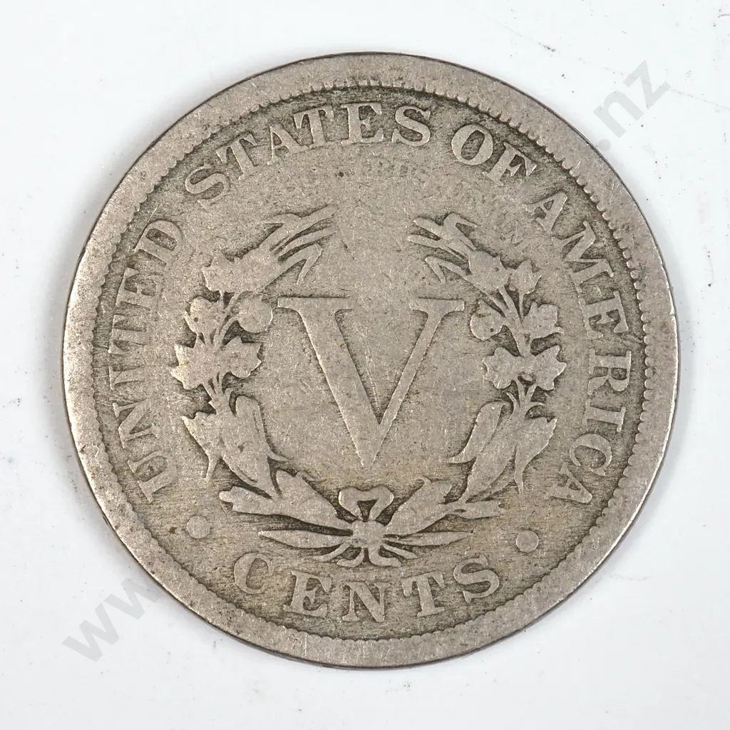 1902 United States of America Five Cent Coin Image 1++