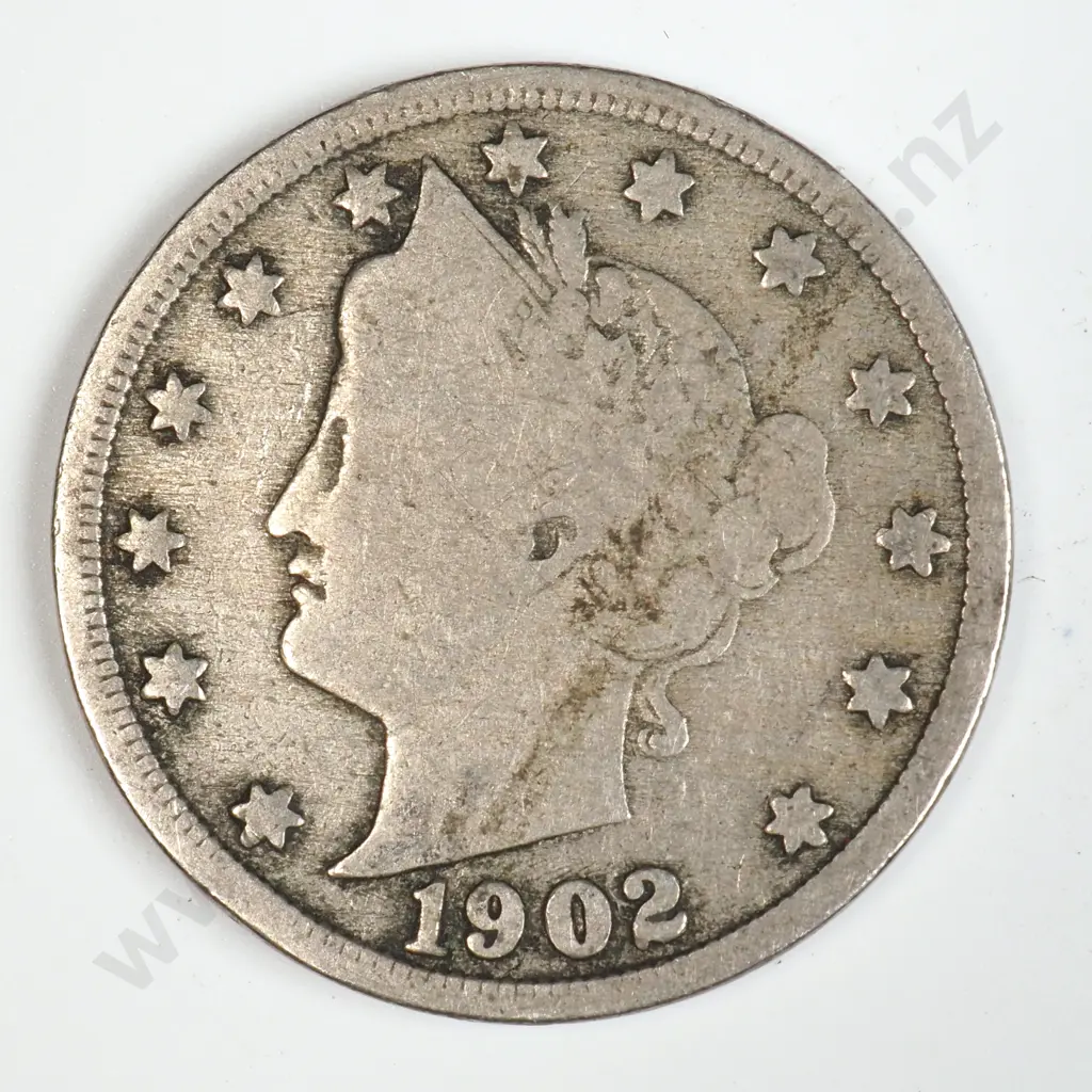 1902 United States of America Five Cent Coin Image 1++