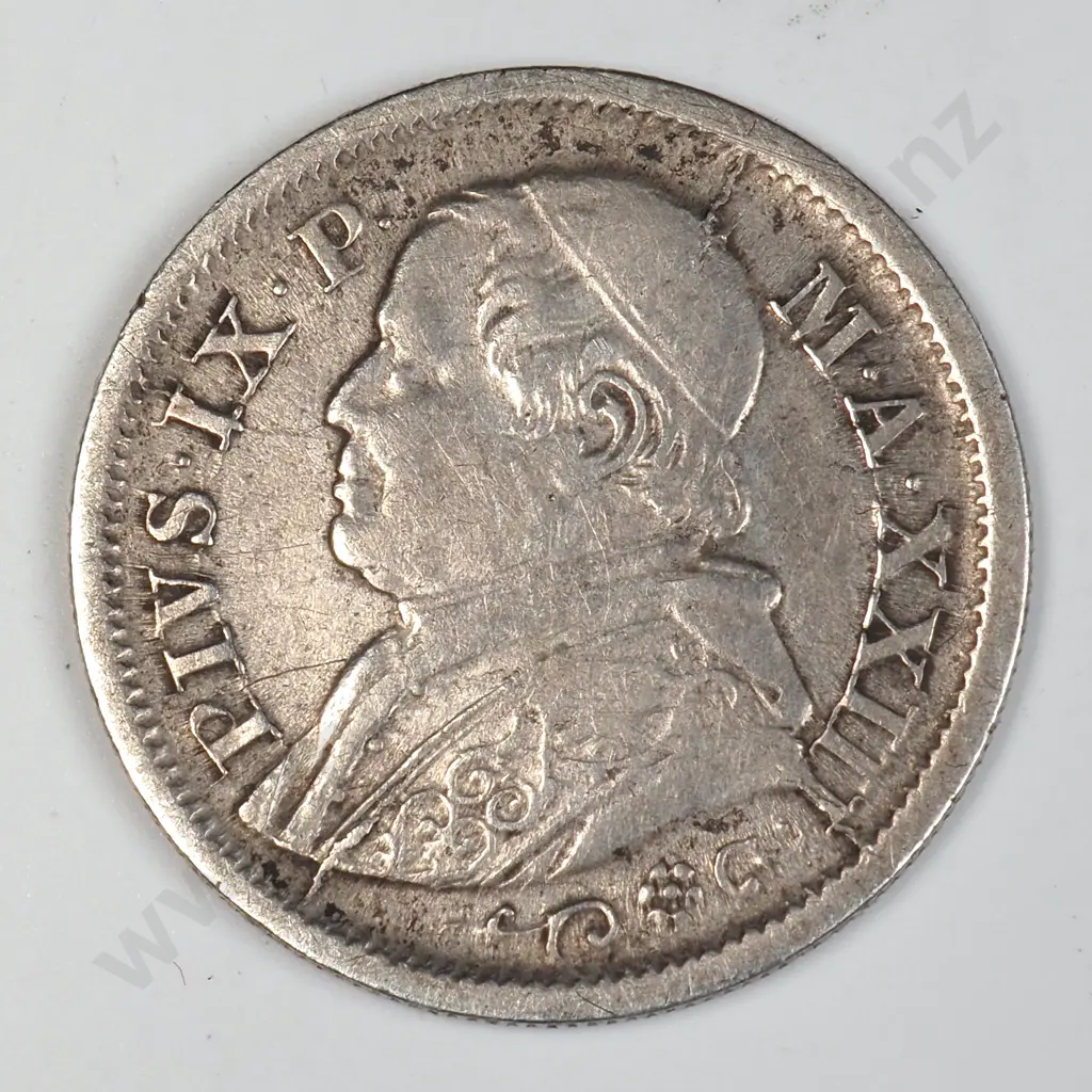 1868 Papal Sates 10 Soldi Image 1++