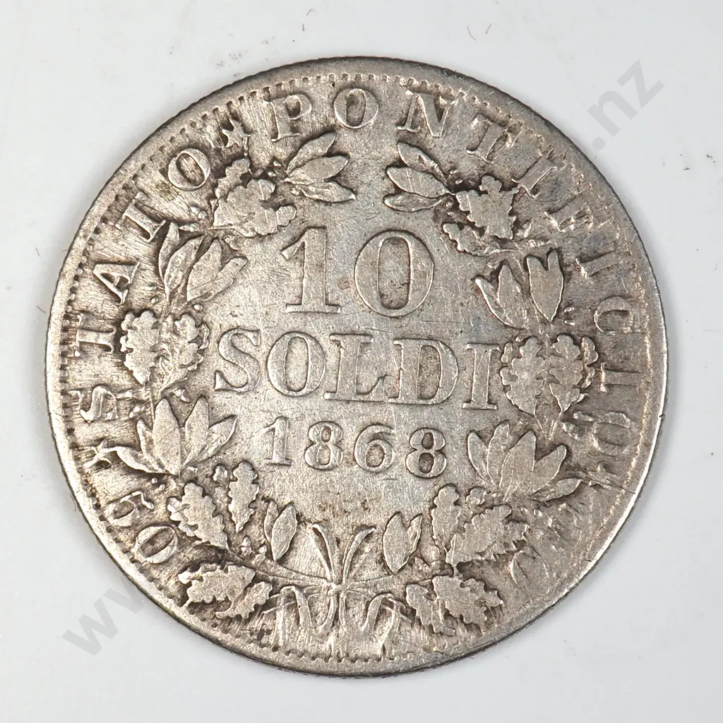 1868 Papal Sates 10 Soldi Image 1++