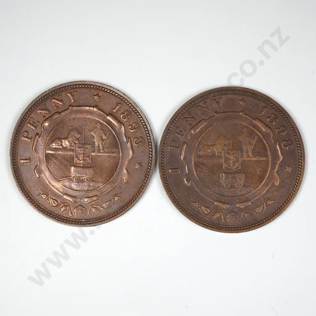 Two 1898 South Africa Pennies - Better Grades Image 1++