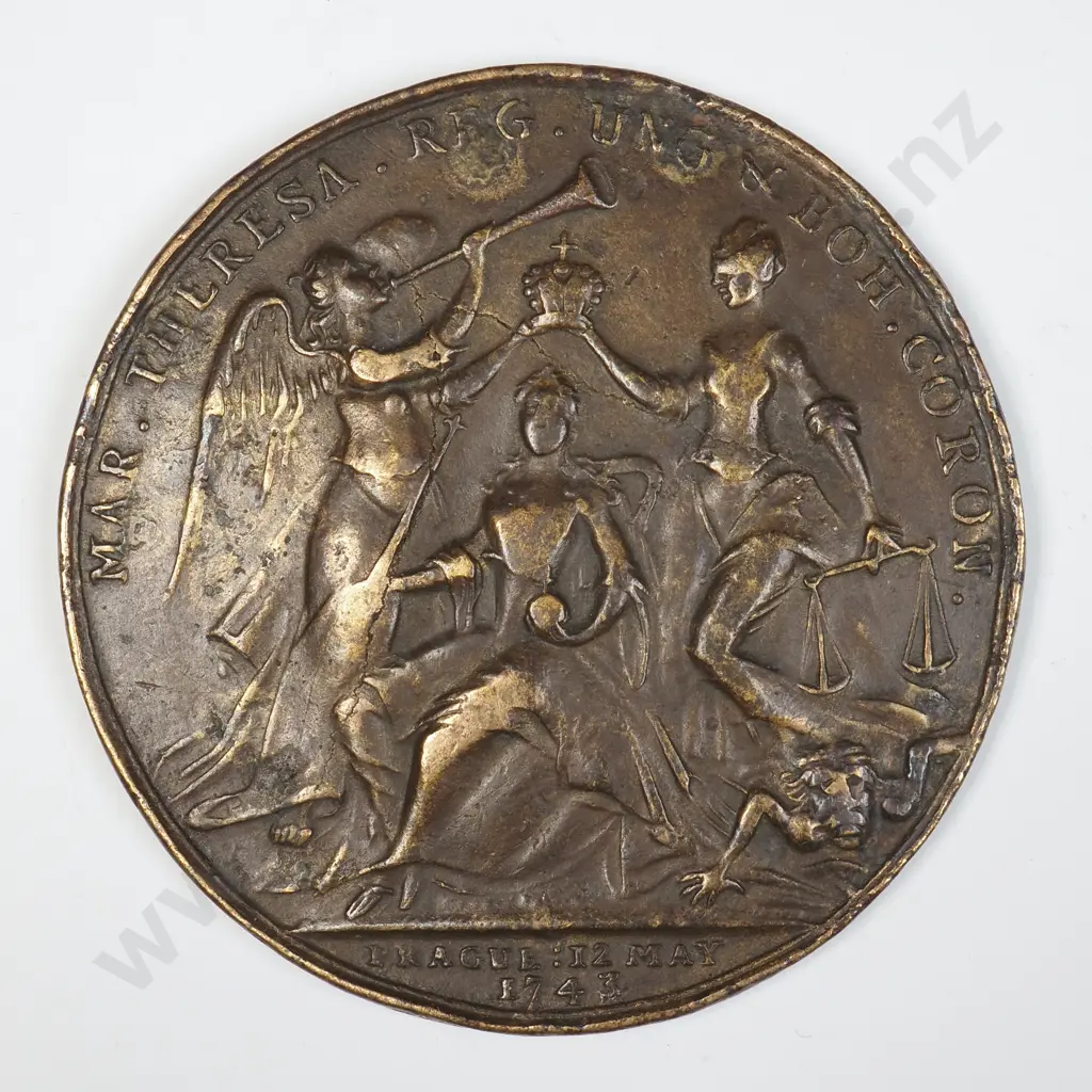 1743 Maria Theresa Coronation Medal - Prague  Image 1++