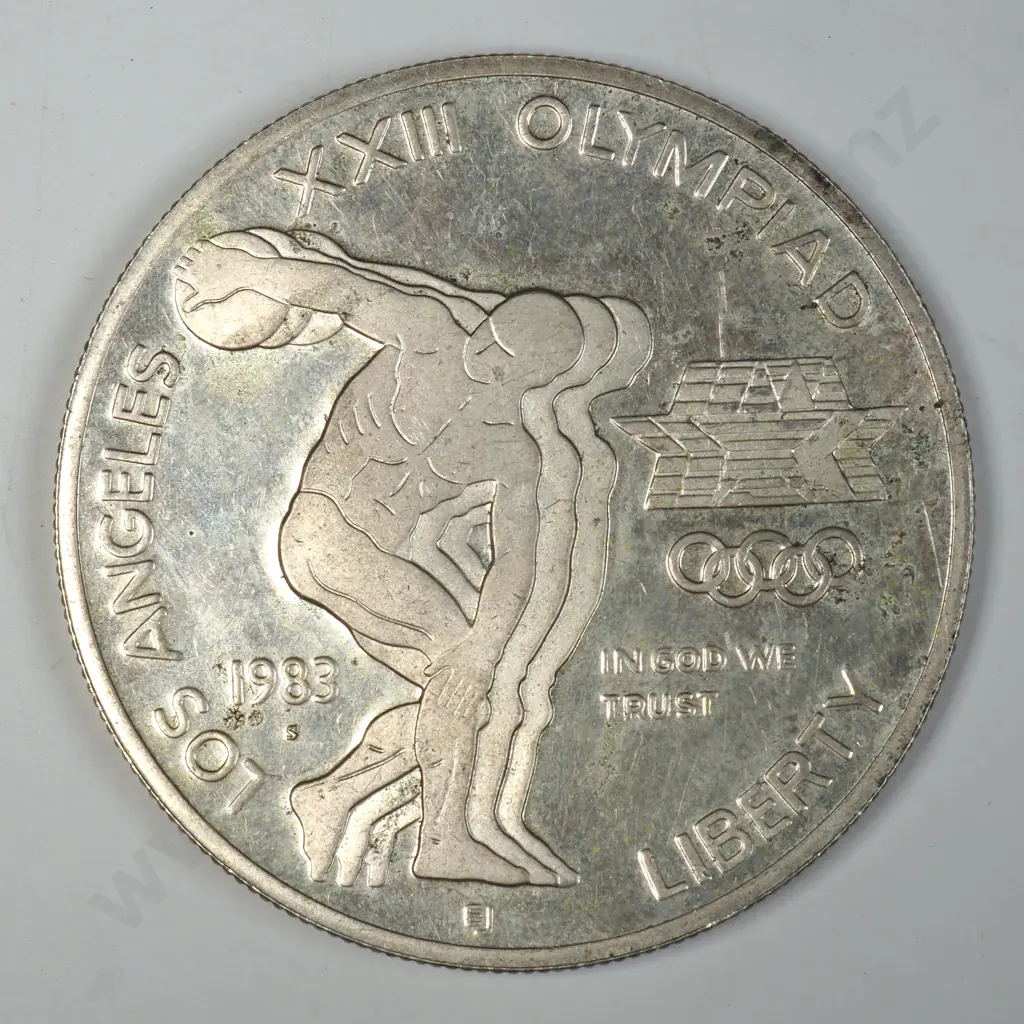 1983 United States of America Los Angelas 90% Silver One Dollar Coin Image 1++