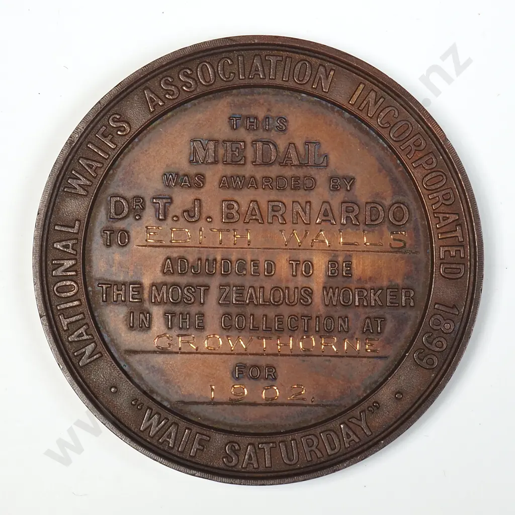 Cased National Waifs Association Incorporated 1899 Medal to Edith Walls "Waif Saturday"  Image 1++