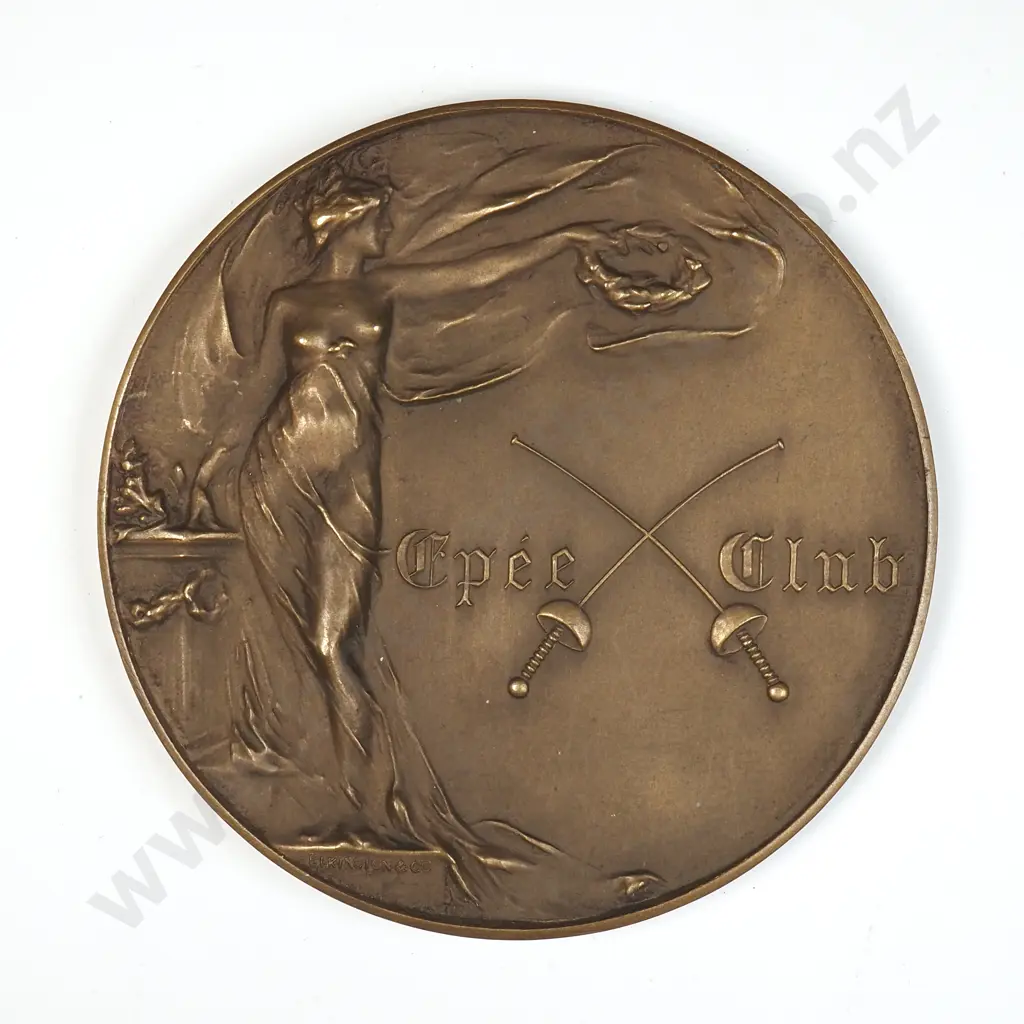 Antique Cased Epee Club Bronze Medal Image 1++