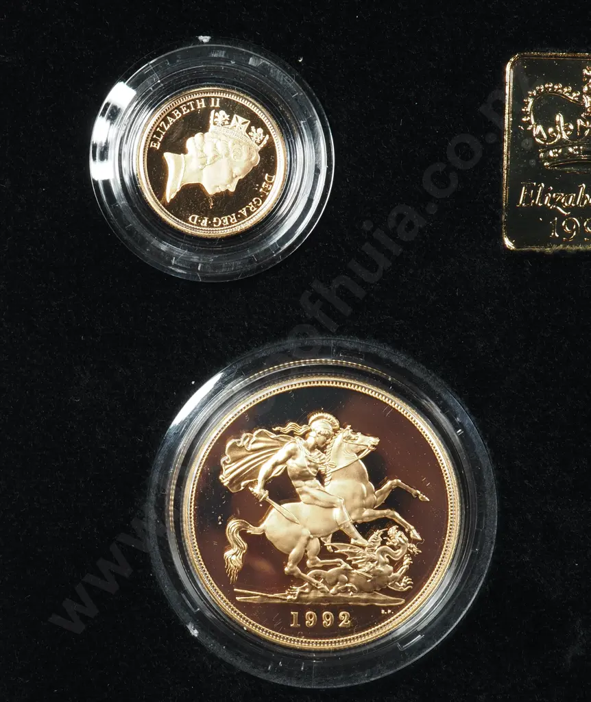 United Kingdom Four Gold Sovereign Coin Set - 1/2 - Full - Double & Quintuple Sovereigns Image 1++