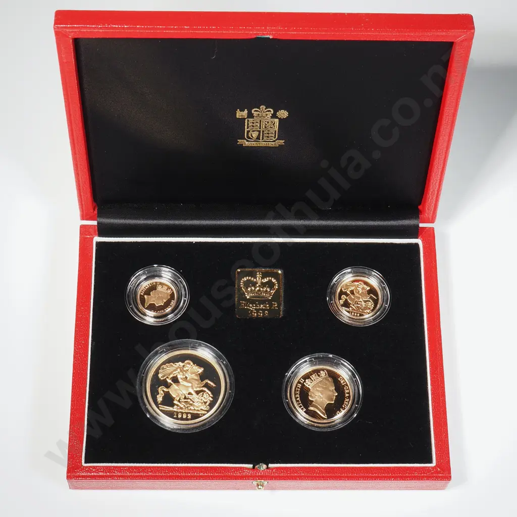 United Kingdom Four Gold Sovereign Coin Set - 1/2 - Full - Double & Quintuple Sovereigns Image 1++