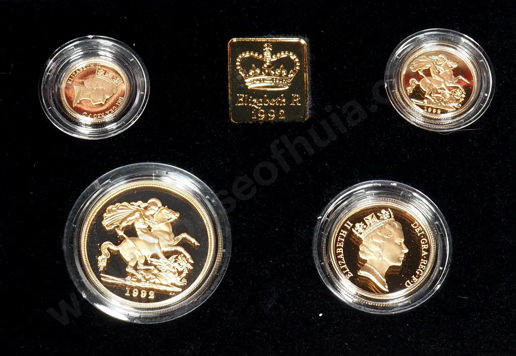 United Kingdom Four Gold Sovereign Coin Set - 1/2 - Full - Double & Quintuple Sovereigns Image 1++