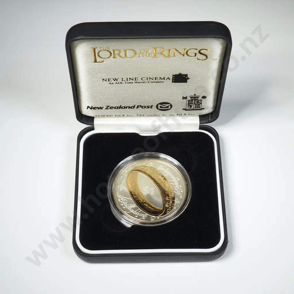 2003 Lord of The Rings Gilded Silver Proof One Dollar Coin Image 1++
